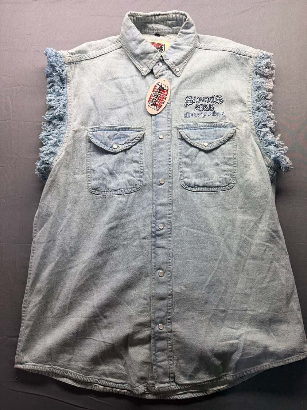 Sturgis 2025 85th Anniversary Motorcycle Rally Denim Sleeveless Cut-Off